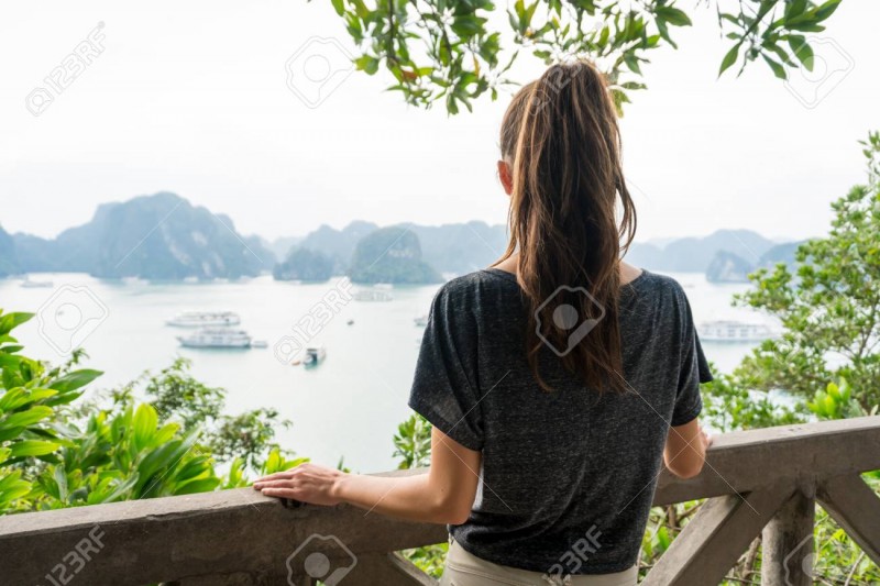 92796533 Woman Look On Halong Bay In Vietnam From Titop Island