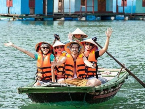 Rowing On Bamboo Boat To Explore Halong Bay 600x450